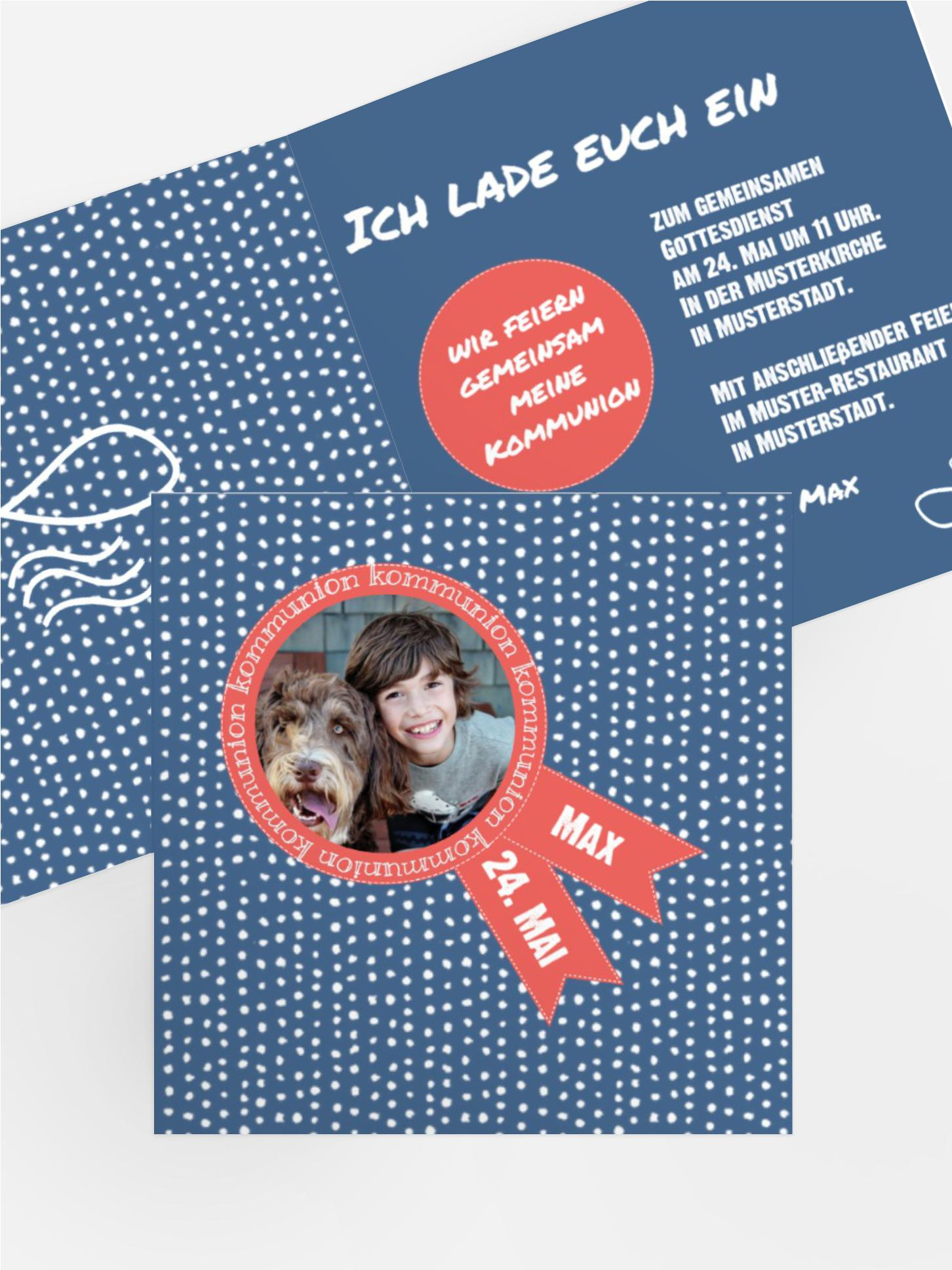 Einladungskarte Kommunion Punkte