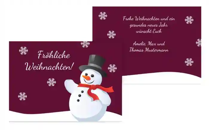 Weihnachtsgrußkarte Schneemann
