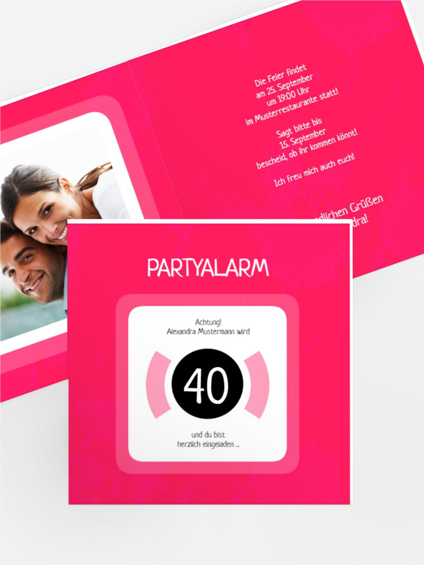 Geburtstagseinladung 40 Partyalarm Foto