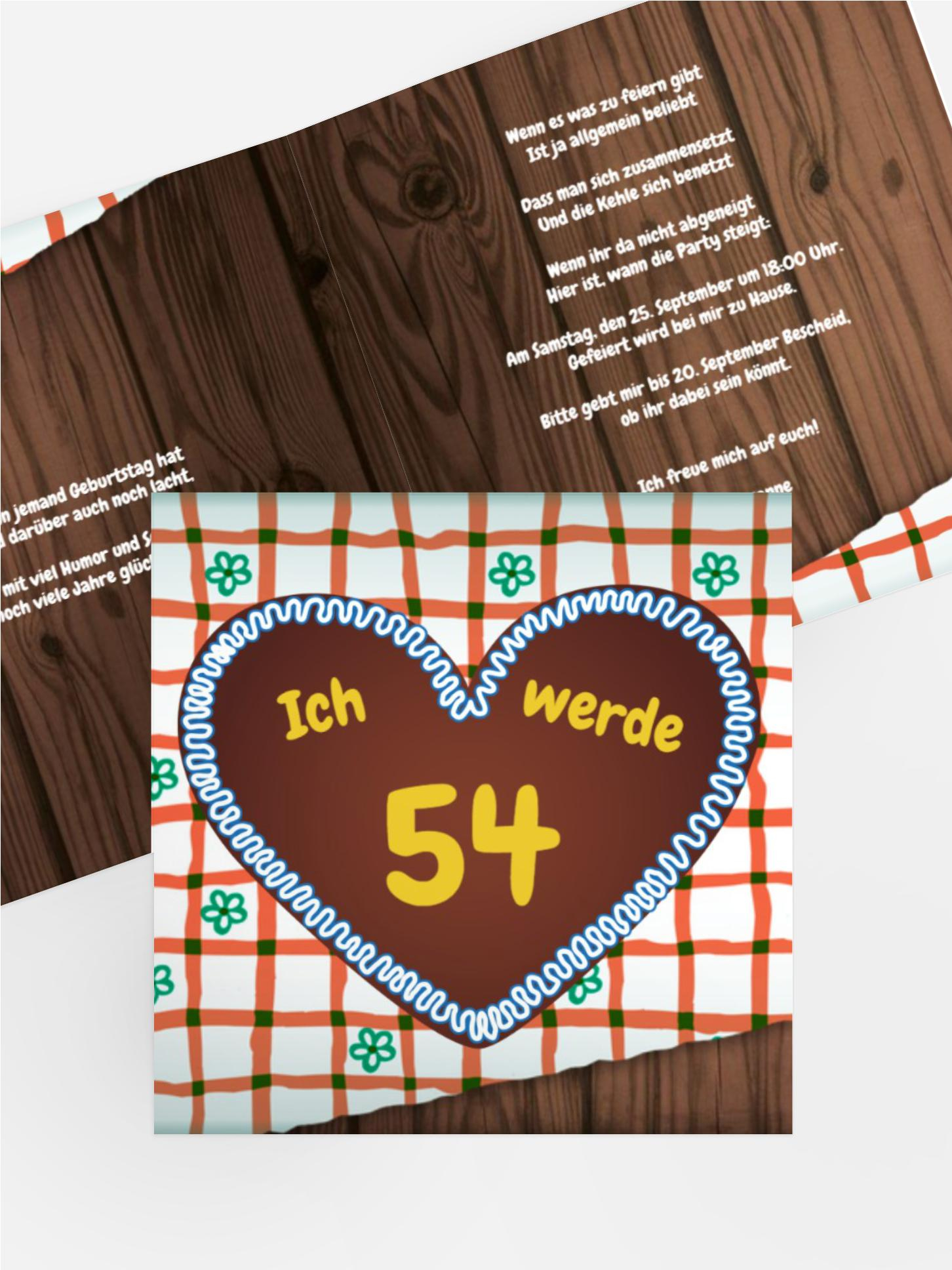 Geburtstagseinladungskarte Lebkuchenherz