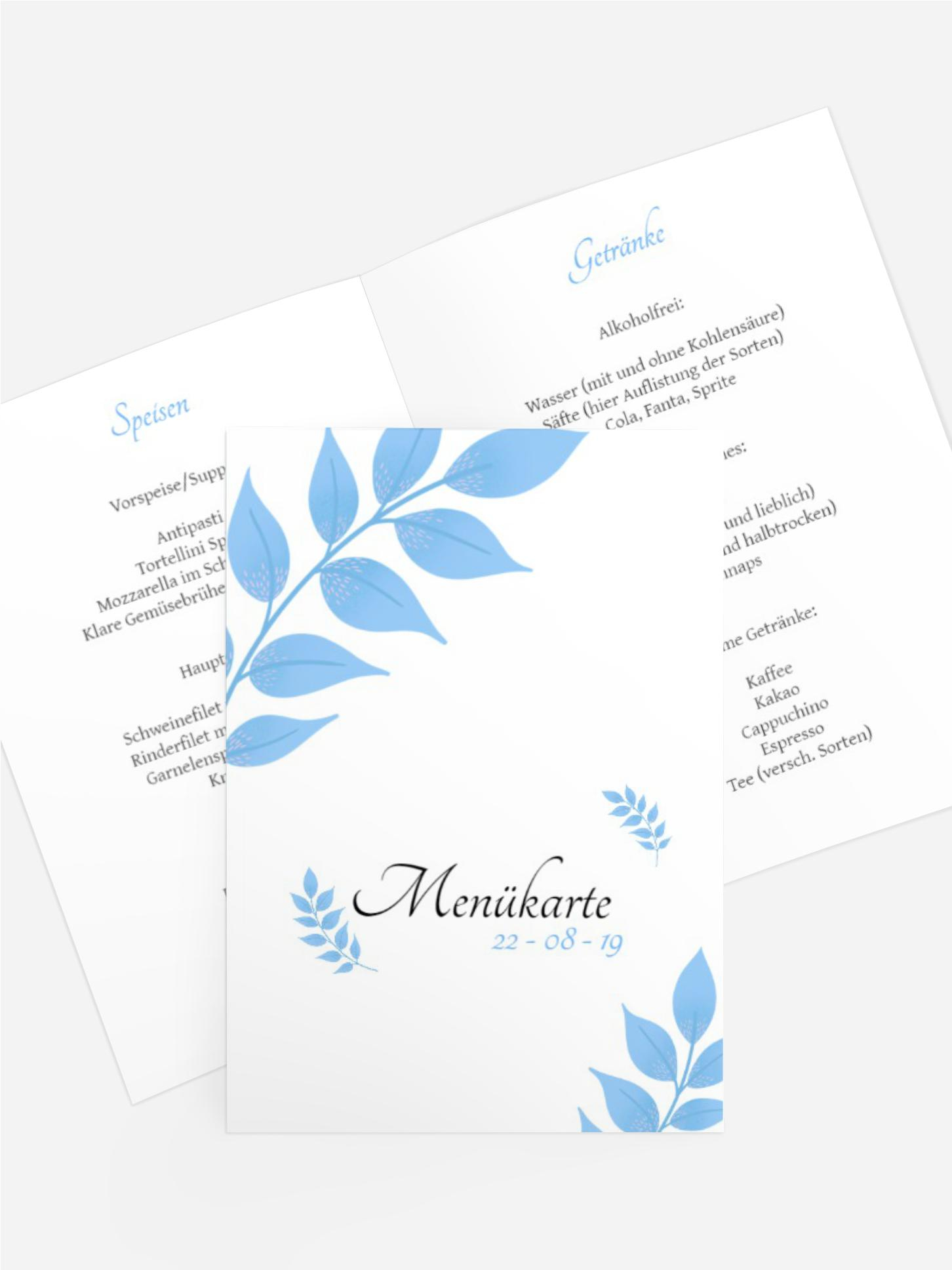 Menükarte Pastellblätter
