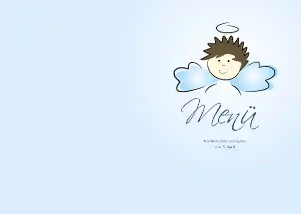 Menükarte Konfirmation Engelchen Jungs