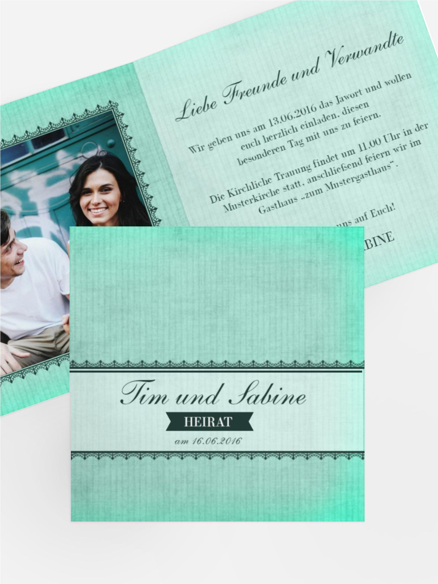 Hochzeitskarte Vintage Spitzenbordüre