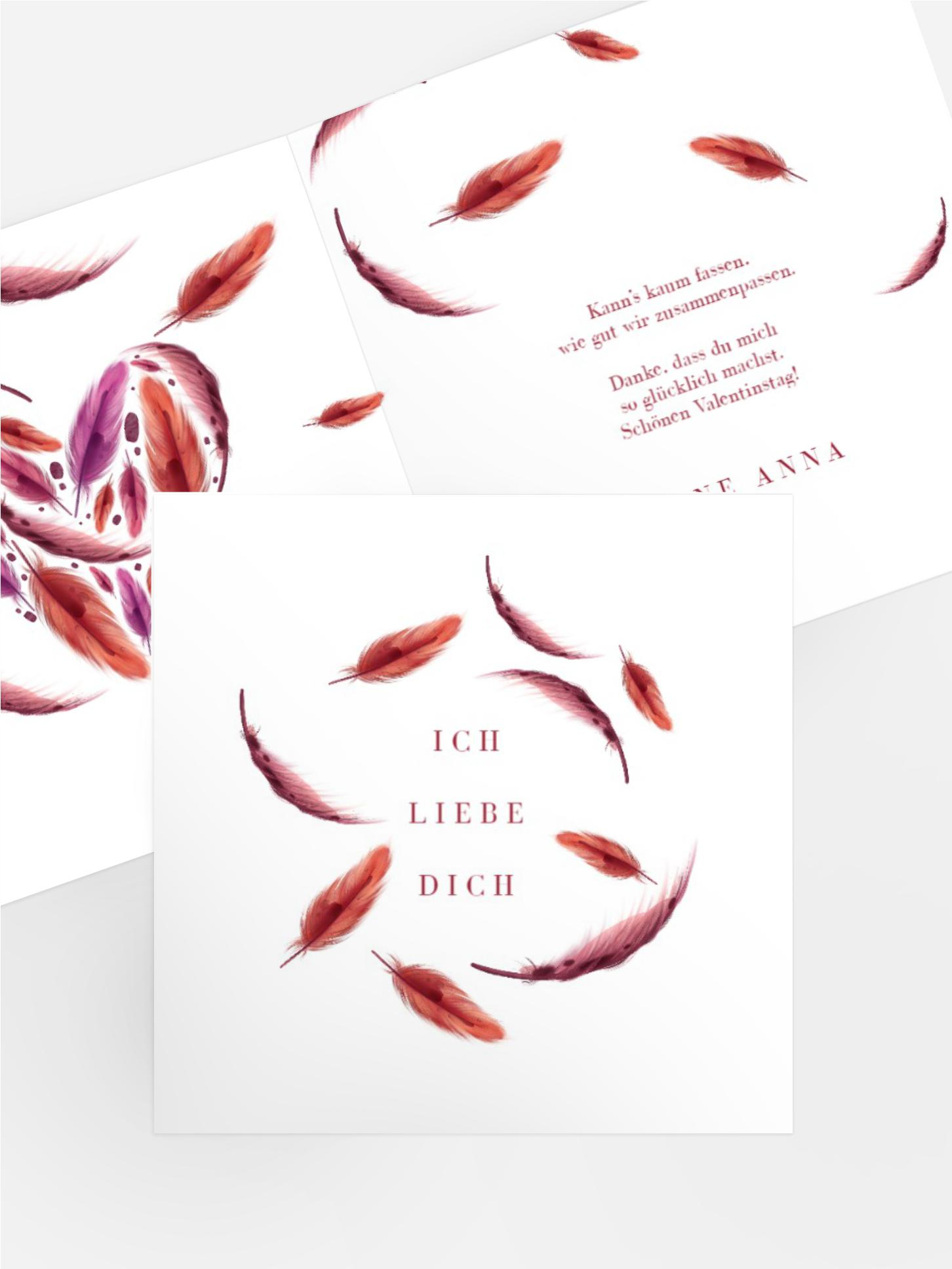 Valentinskarte Hauch von Federn