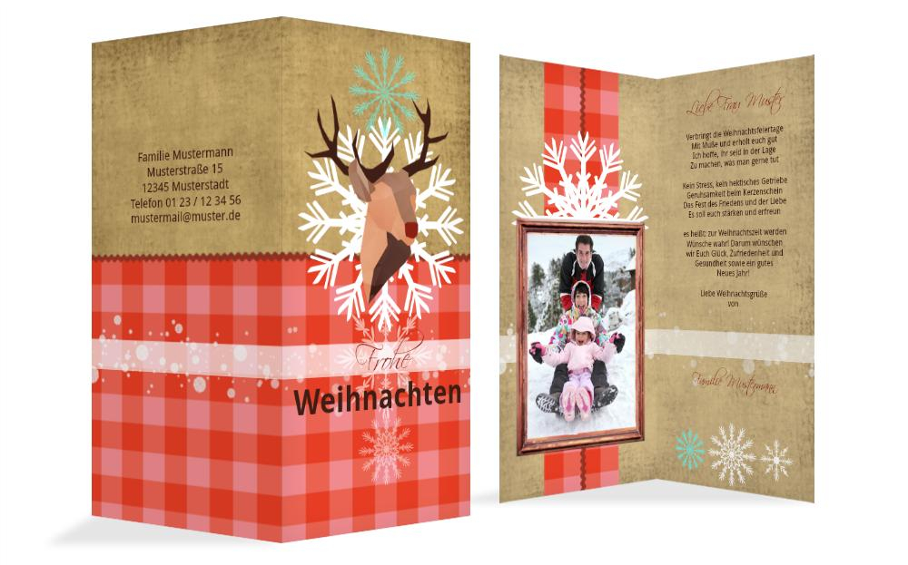 Foto Weihnachtsgrußkarte Hirschkopf Foto Weihnachtsgrußkarte Hirschkopf