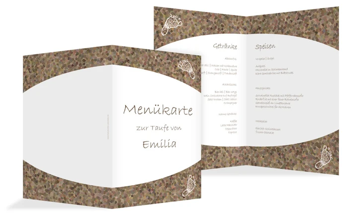 Taufe Menükarte Erste Schritte