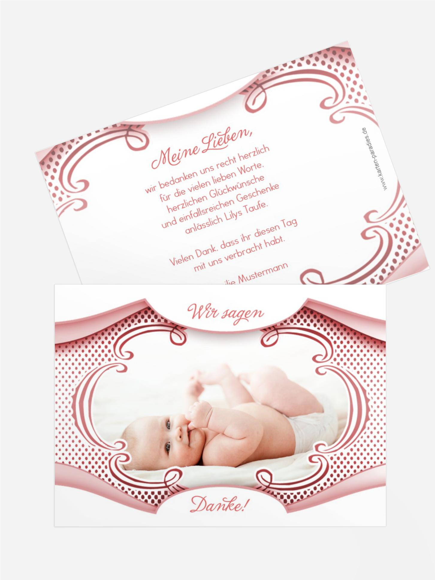 Dankeskarte Taufe Schale & Rahmen