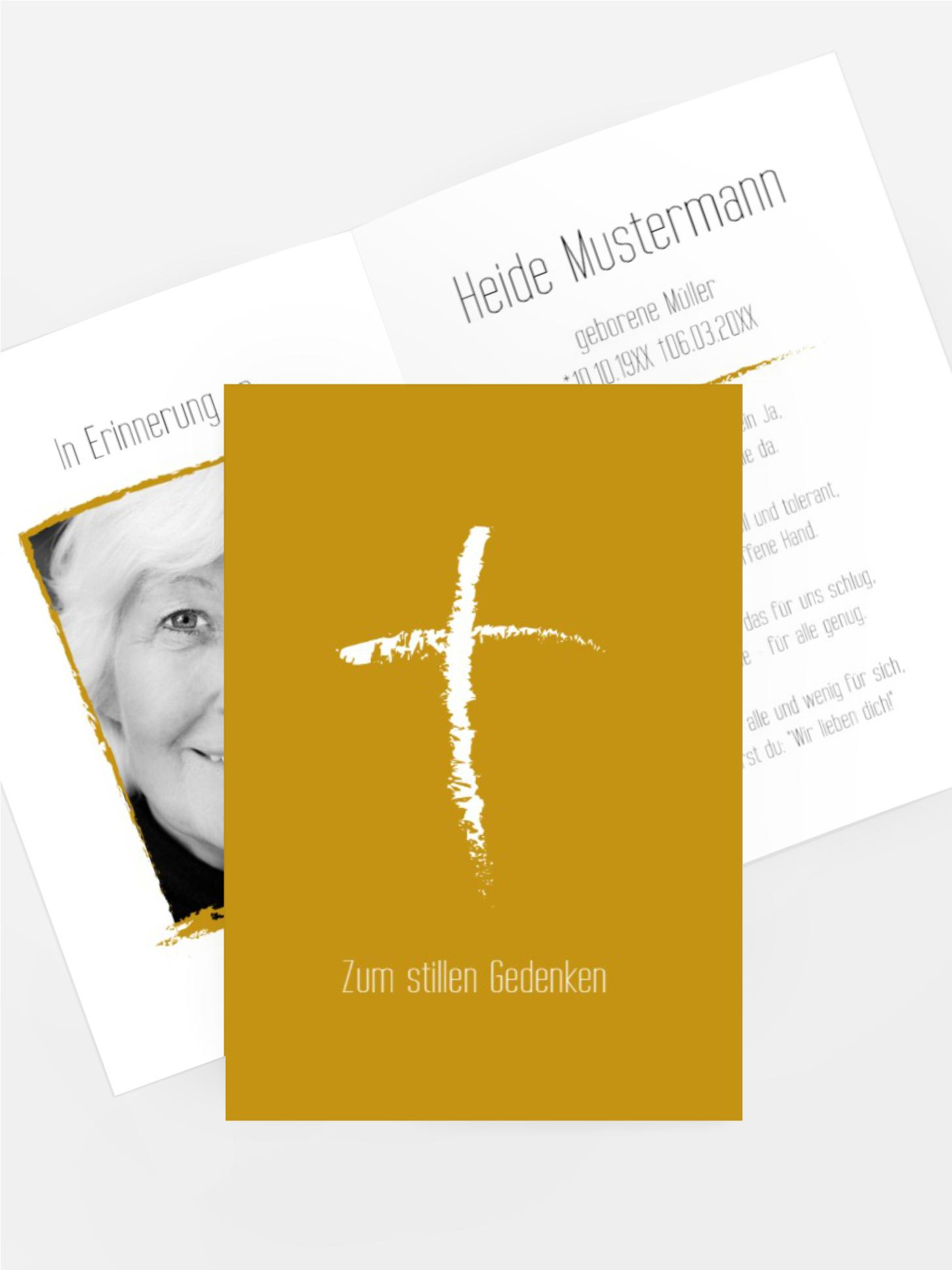 Sterbebildkarte Kreidekreuz