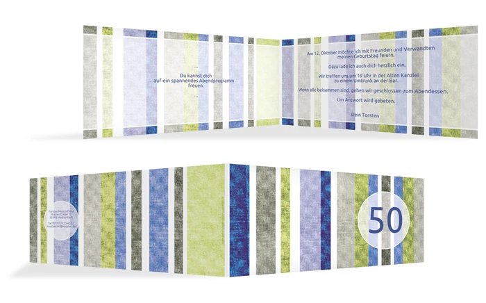 Geburtstagseinladung Gestreift 50 Geburtstagseinladung Gestreift 50