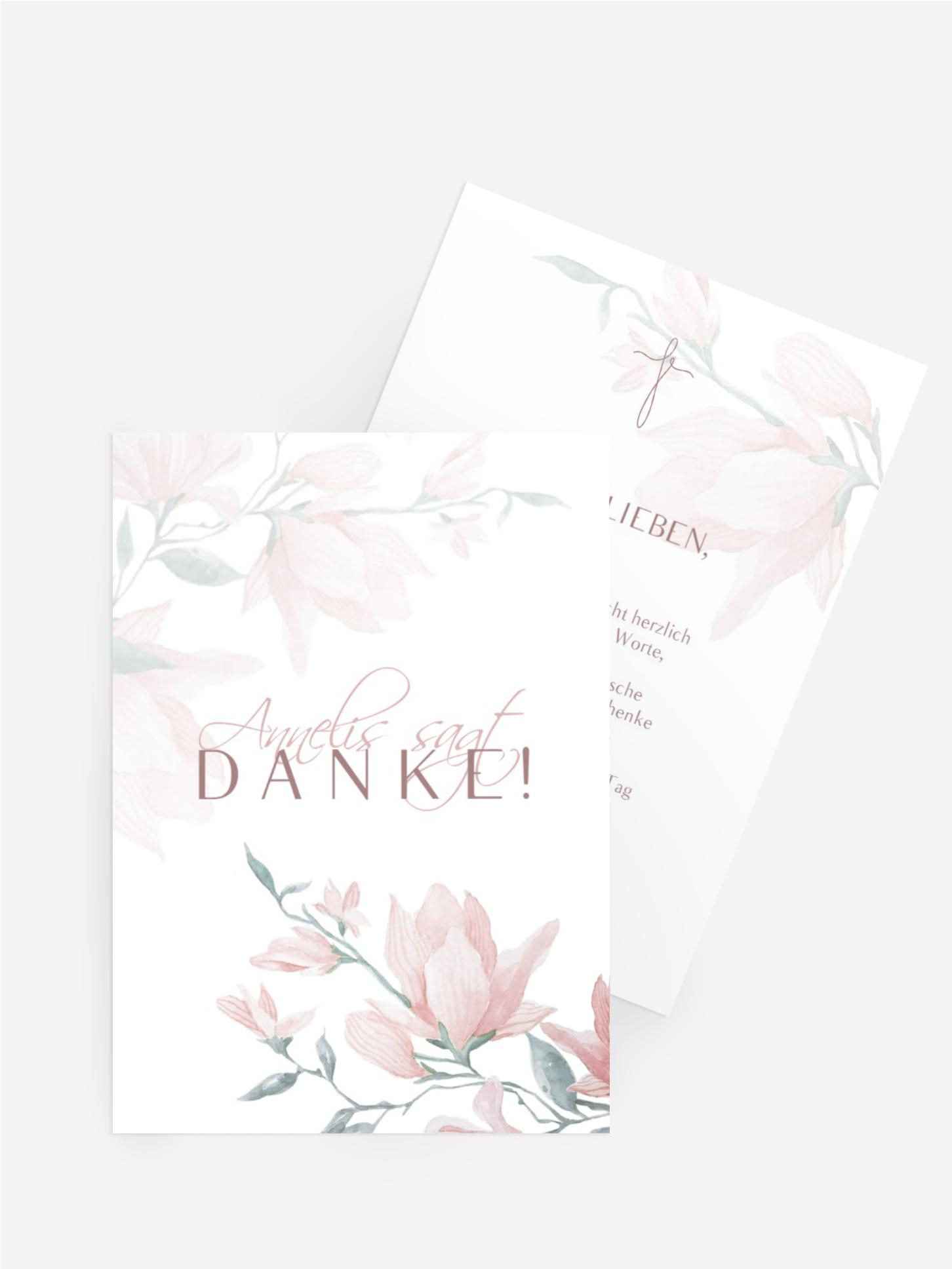Dankeskarte Taufe Magnolienblüte