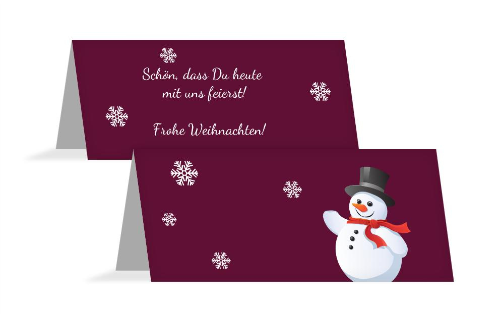 Weihnachtstischkarte Schneemann Weihnachtstischkarte Schneemann