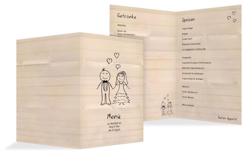Menükarte zur Hochzeit Sweet Love