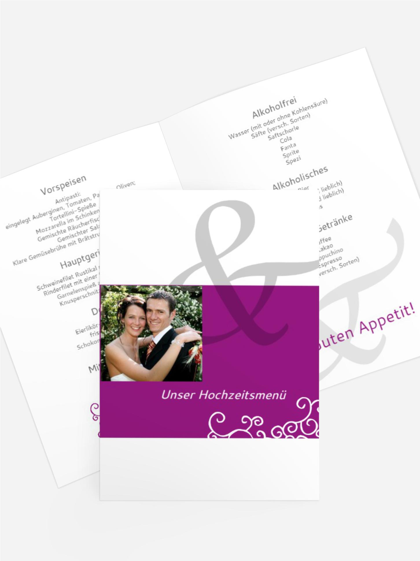 Menükarte Band der Liebe