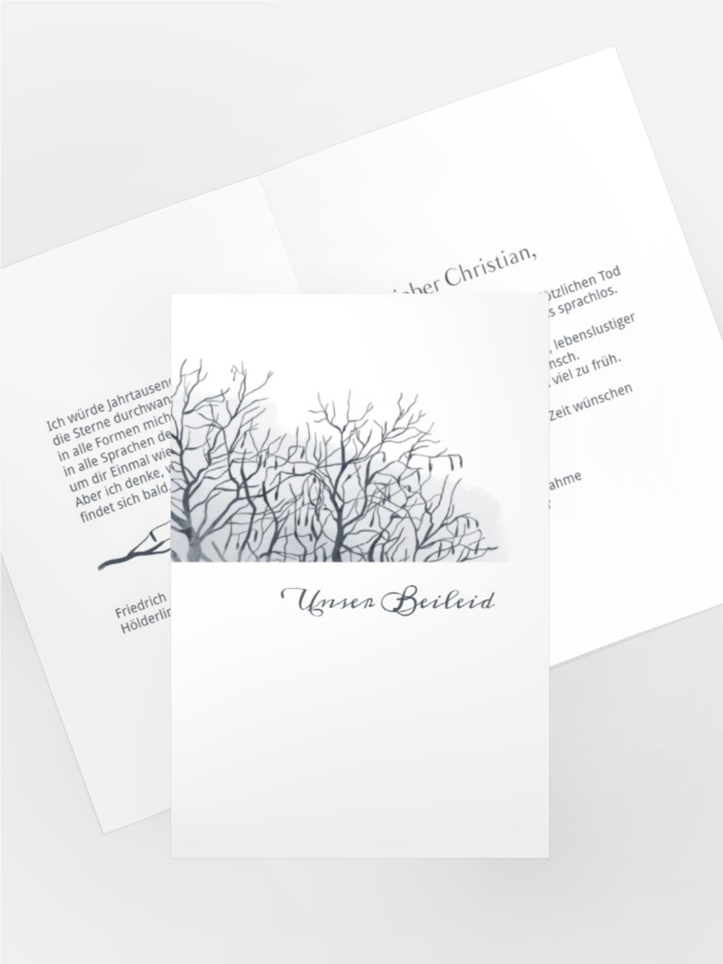 Kondolenzkarte Weinender Baum