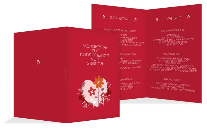 Menükarte Konfirmation Herz Menükarte Konfirmation Herz