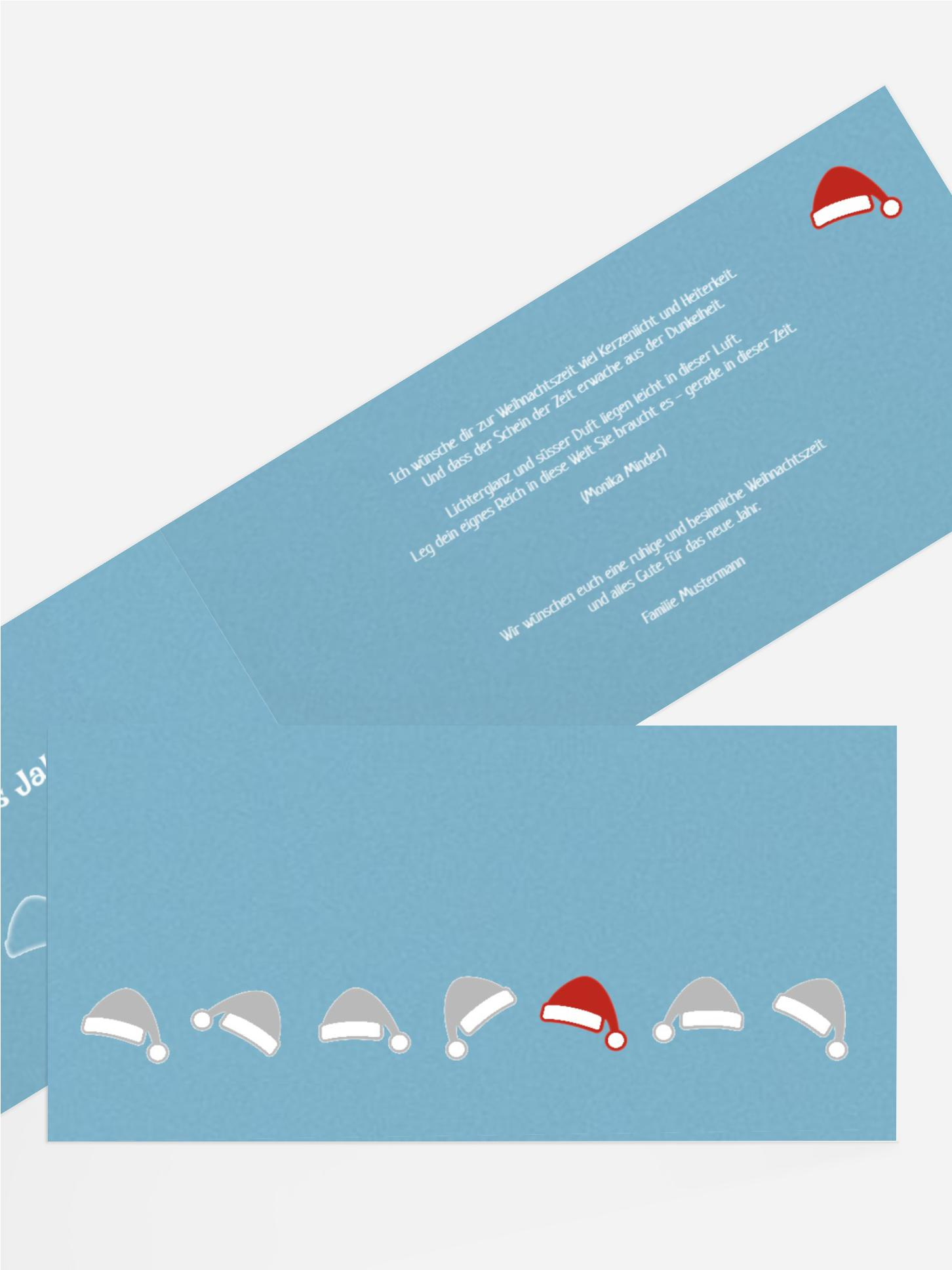 Weihnachtsgrußkarte Privat Mützenreihe