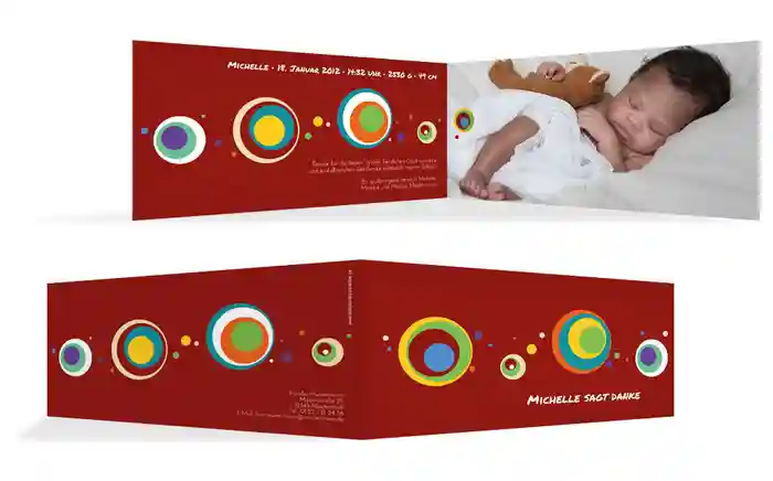 Baby Dankeskarte Retro Kreise