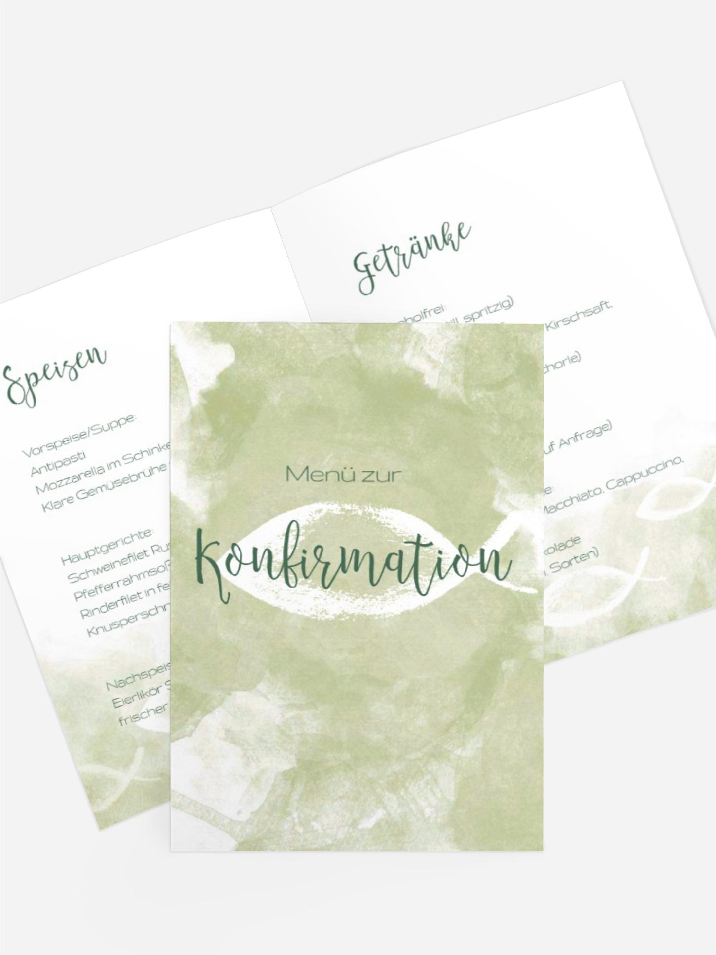 Menükarte Konfirmation Aquarelltraum