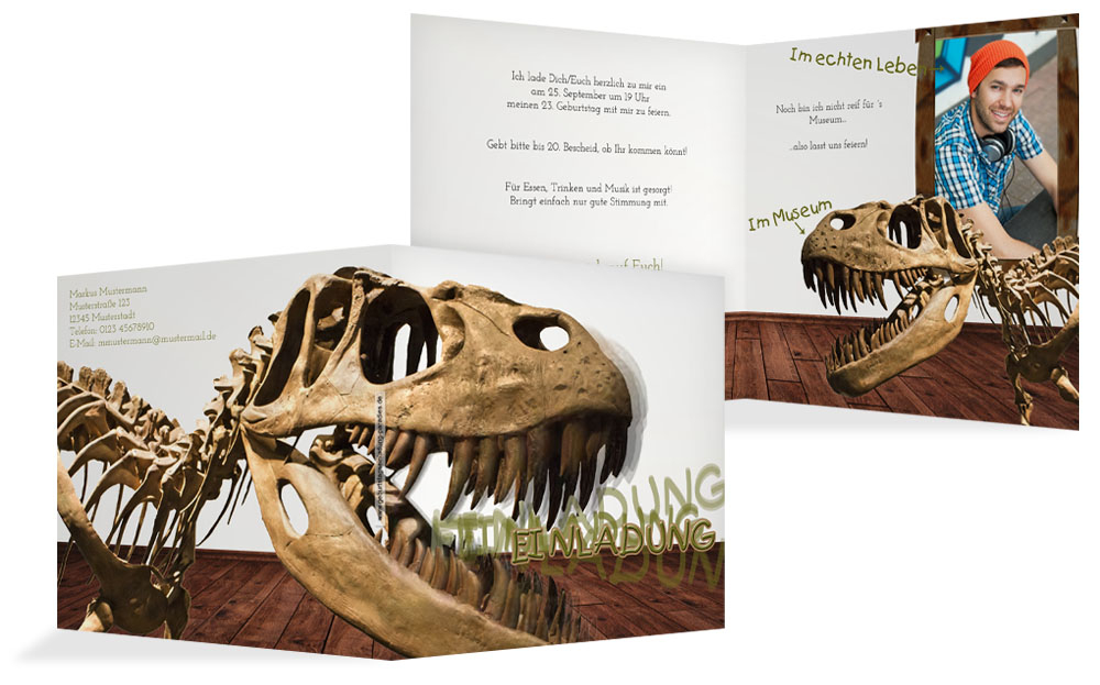 Einladungskarte Geburtstag TRex