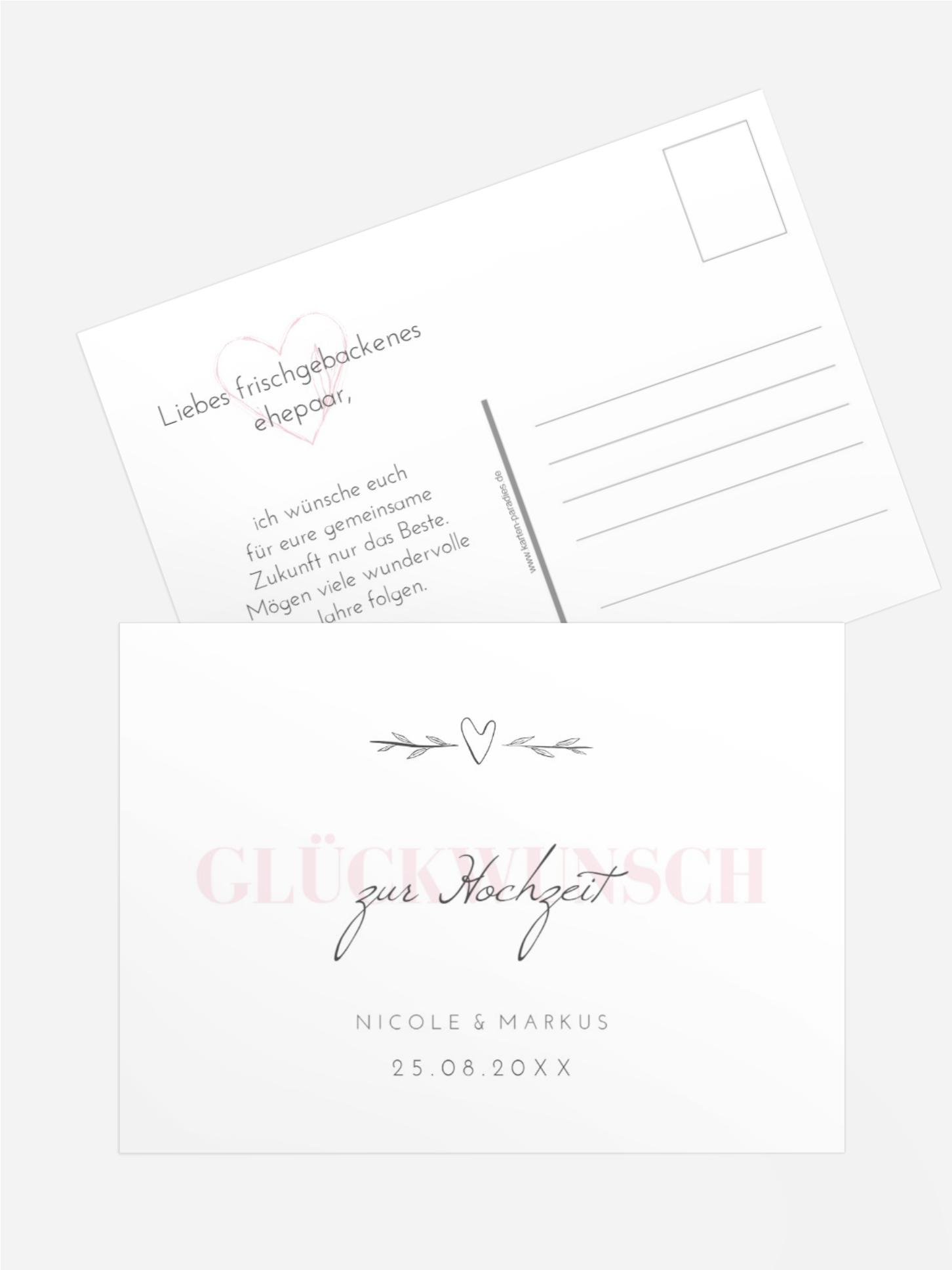 Glückwunschkarte zur Hochzeit Herzensziel