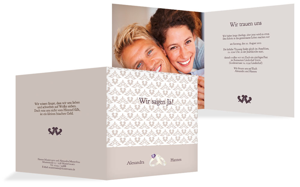 Einladungskarte Ornament mit Herz Einladungskarte Ornament mit Herz