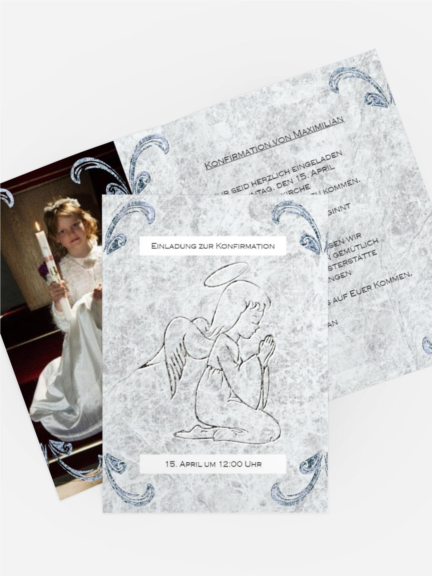 Einladung zur Konfirmation Relief-Engelchen Einladung zur Konfirmation Relief-Engelchen
