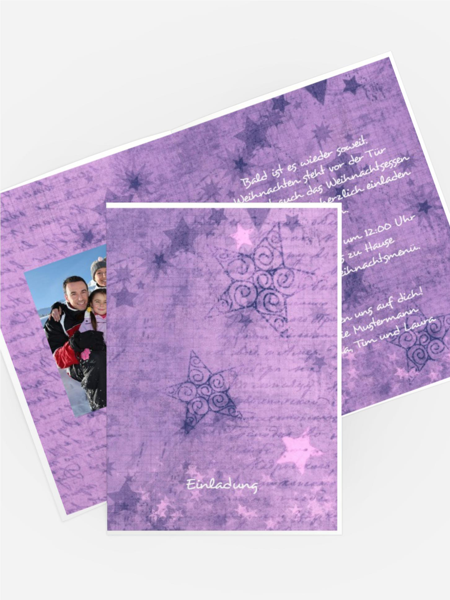 Weihnachts Einladungskarte privat Sternengrund