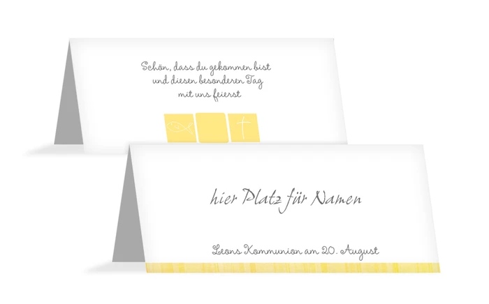 Tischkarte Kommunion White