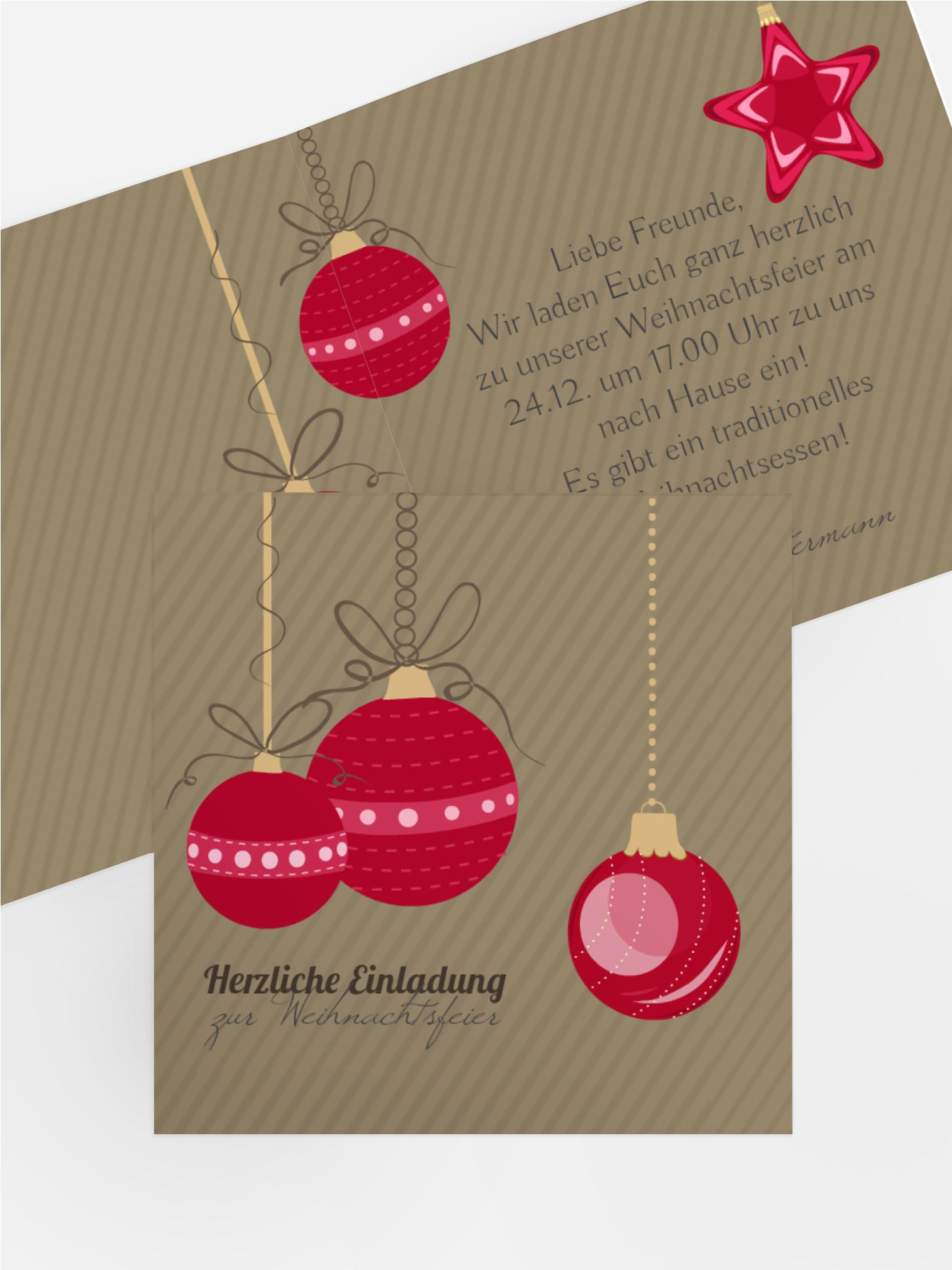 Weihnachtseinladung Bunte Kugeln