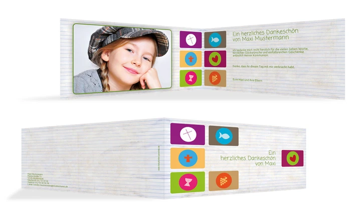 Dankeskarte Kommunion buttons