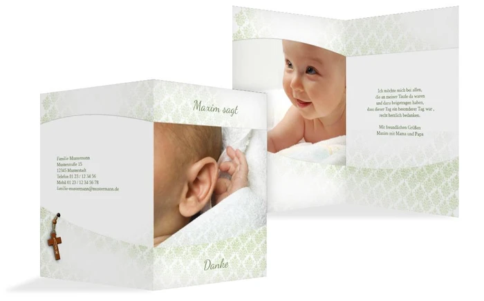 Taufe Dankeskarte Ornamentrahmen