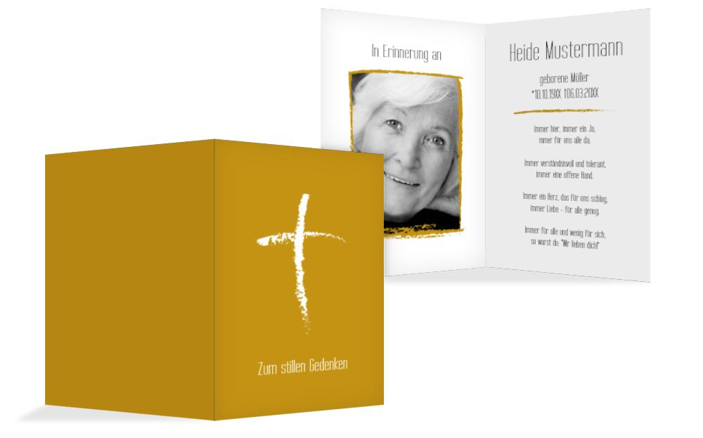 Sterbebildkarte Kreidekreuz