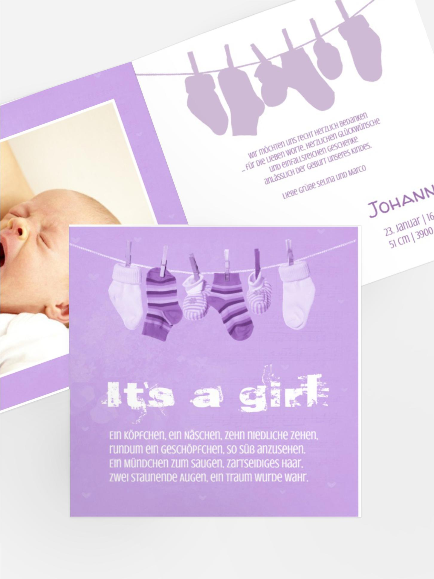 Dankeskarte zur Geburt It's a girl