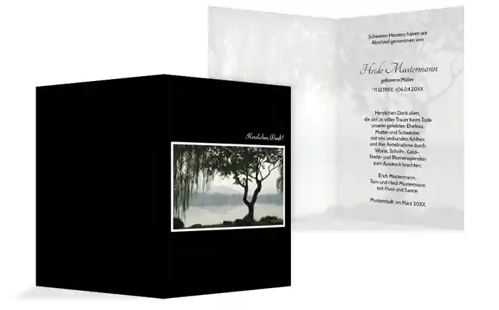 Dankeskarte Baum am See hoch