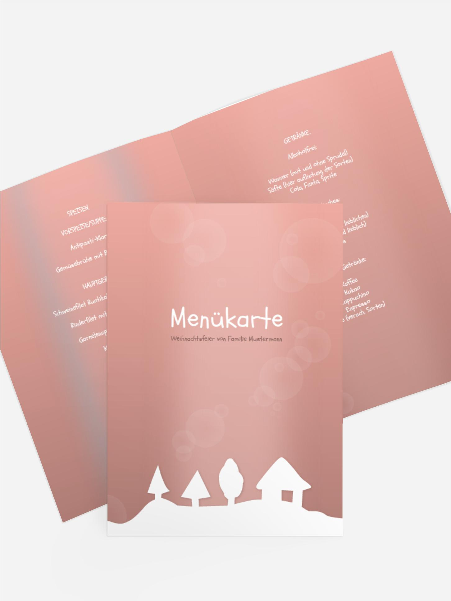 Weihnachts Menükarte Schneelandschaft