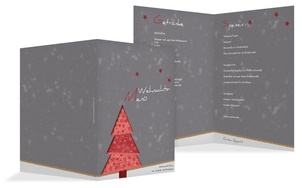 Weihnachtsmenükarte Farbbäumchen