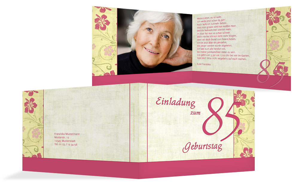 Einladung zum Geburtstag Hibiskus 85 Foto Einladung zum Geburtstag Hibiskus 85 Foto