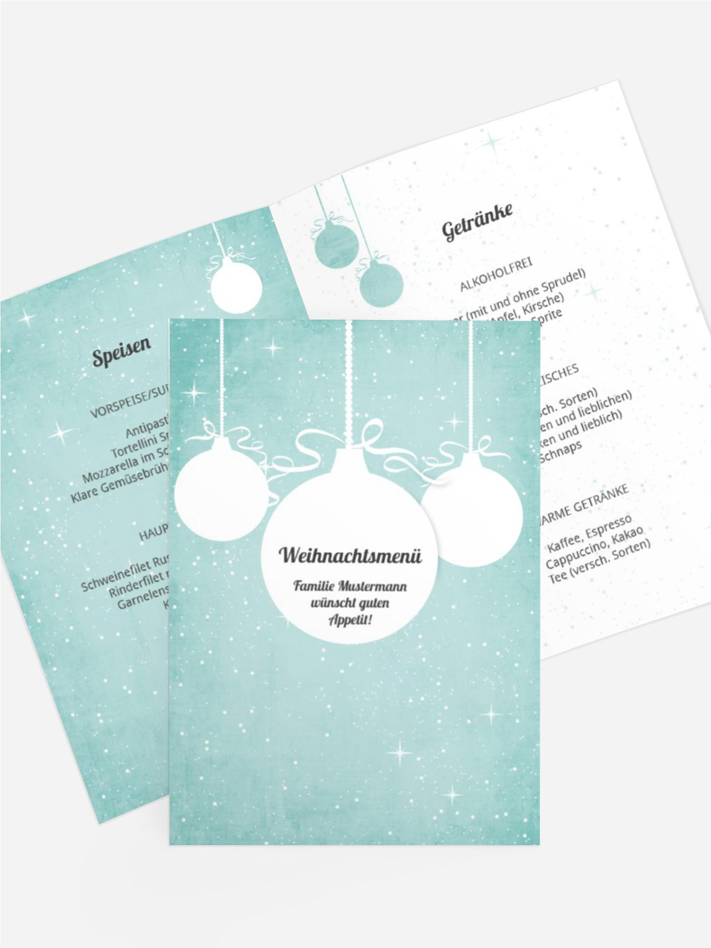 Weihnachtsmenükarte Sternenglanz
