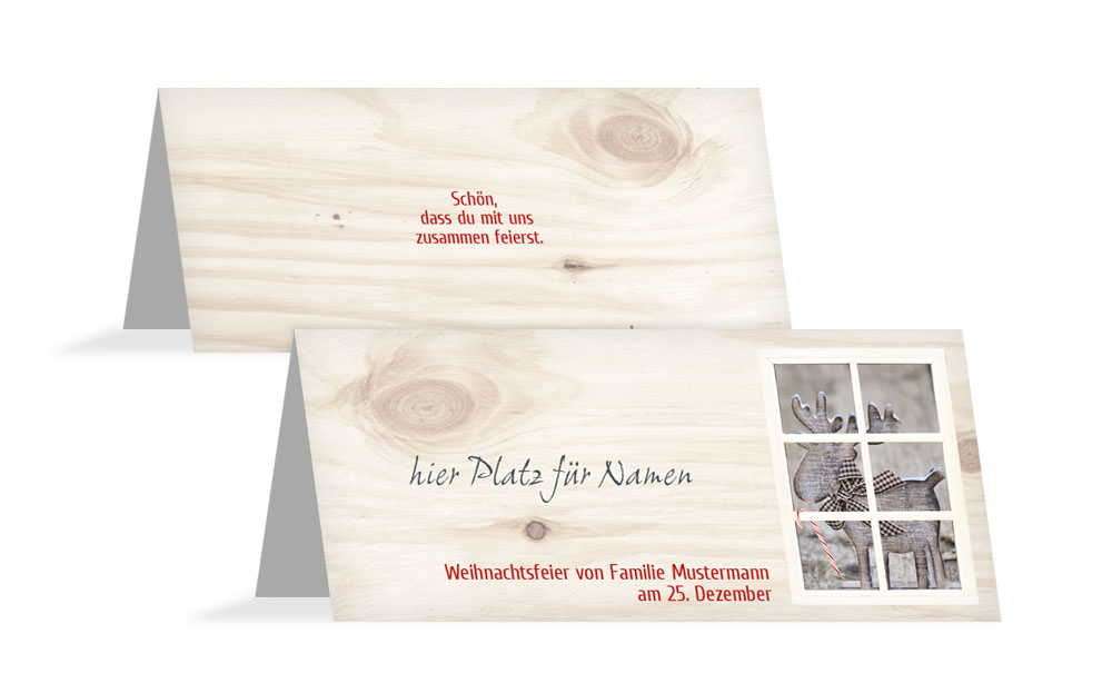 Weihnachtstischkarte Holzelch Weihnachtstischkarte Holzelch