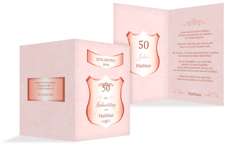 Geburtstagseinladung 50 label