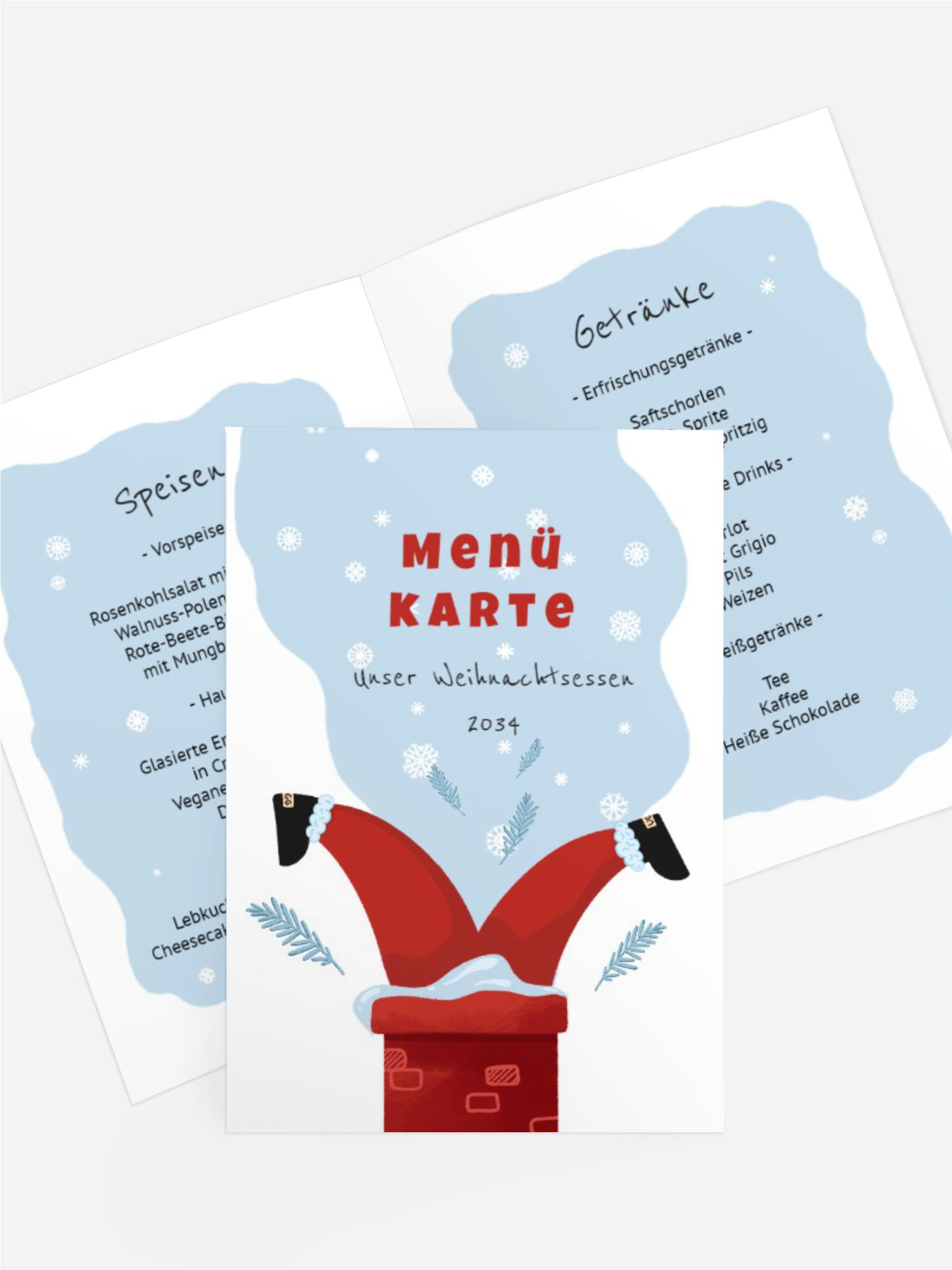 Menükarte Weihnachten Schornstein-Post