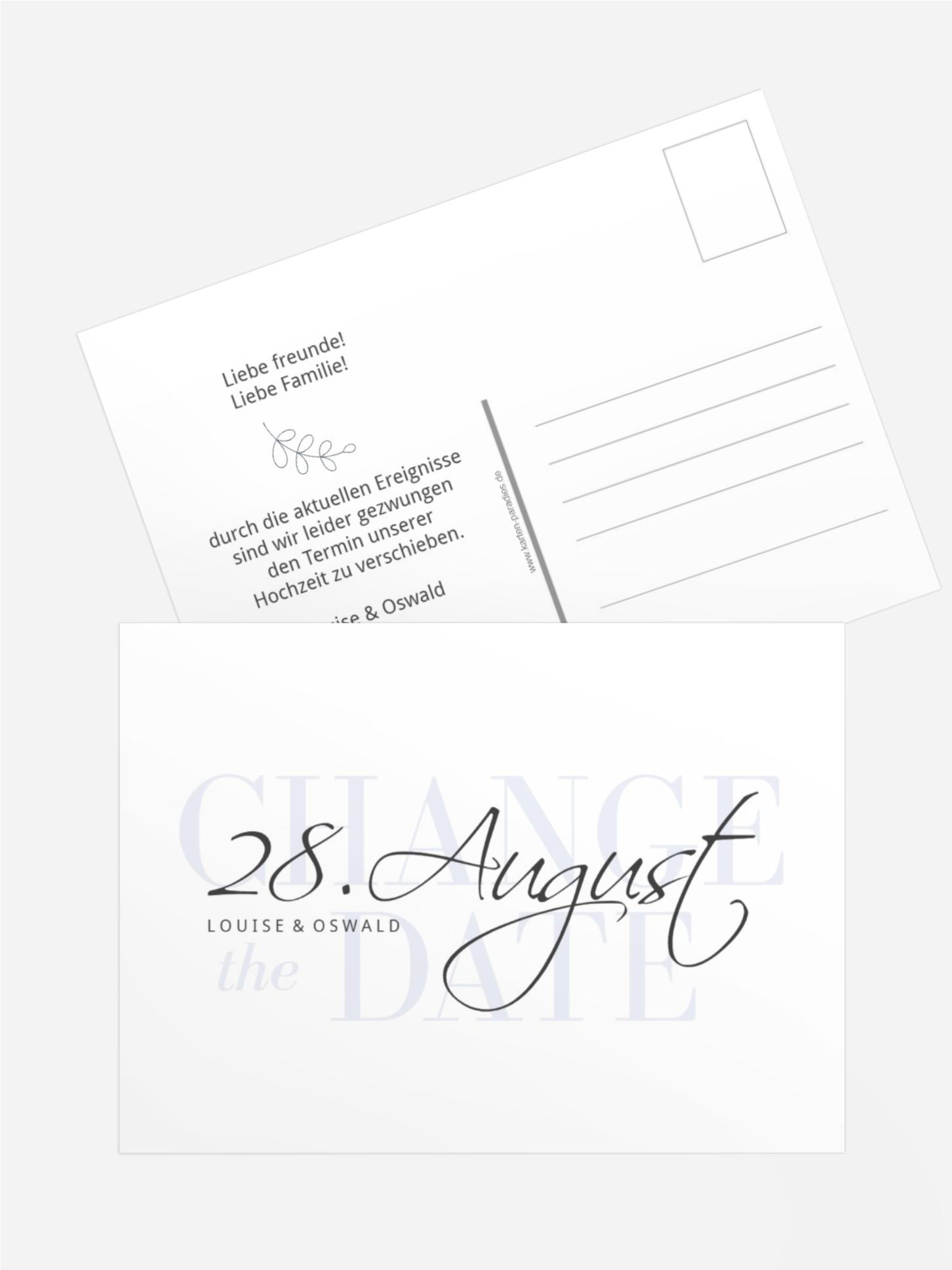 Change The Date Karte Text-Bild-Gemeinschaft