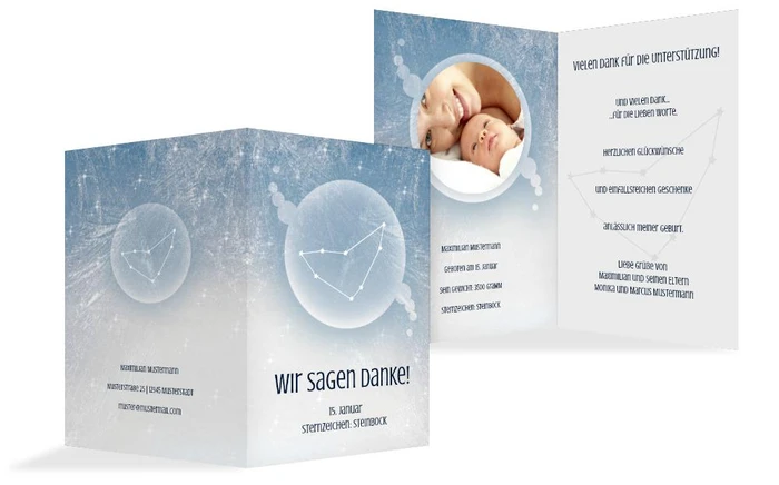 Dankeskarte zur Geburt Sternzeichen Steinbock