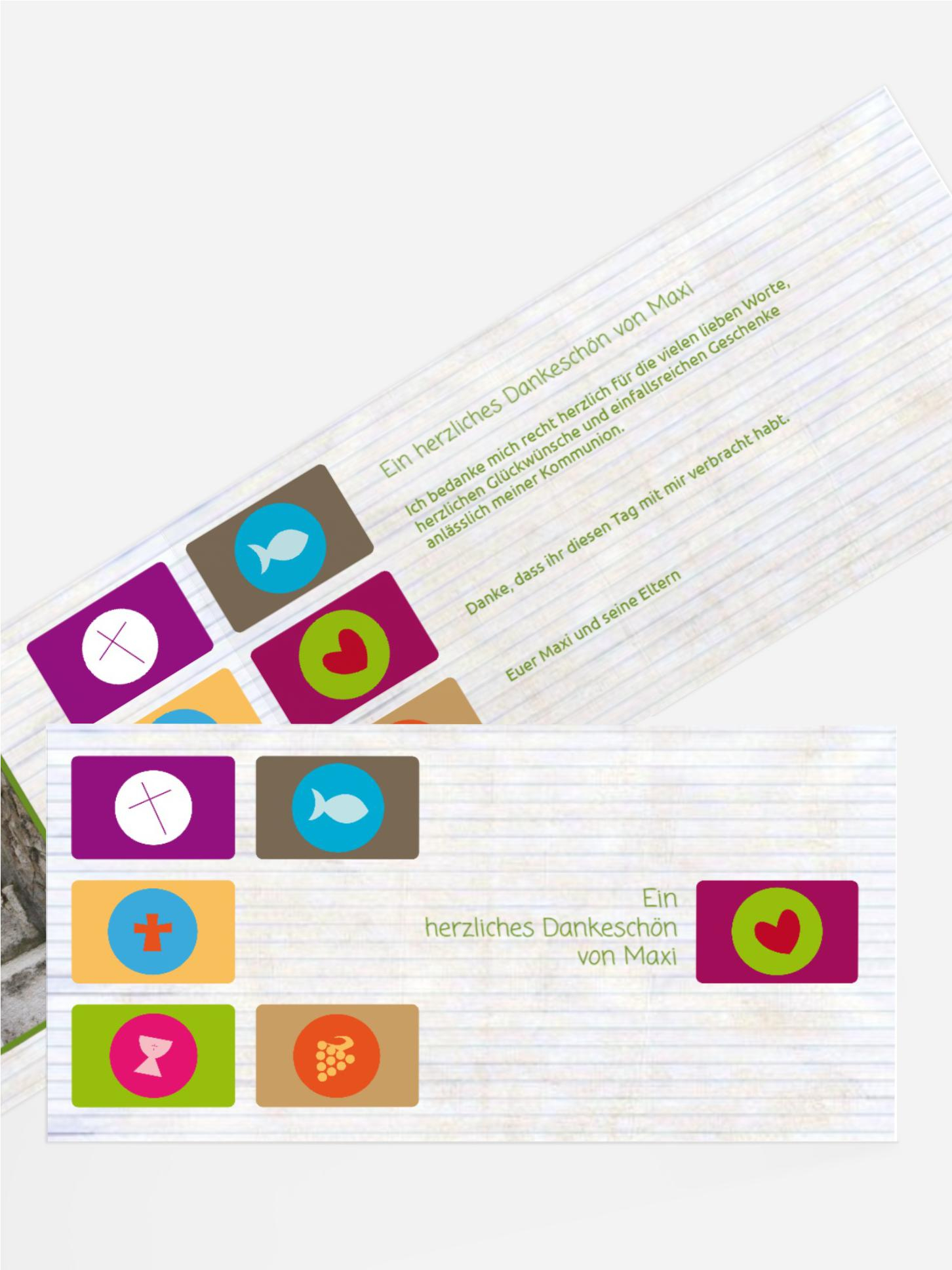 Dankeskarte Kommunion buttons