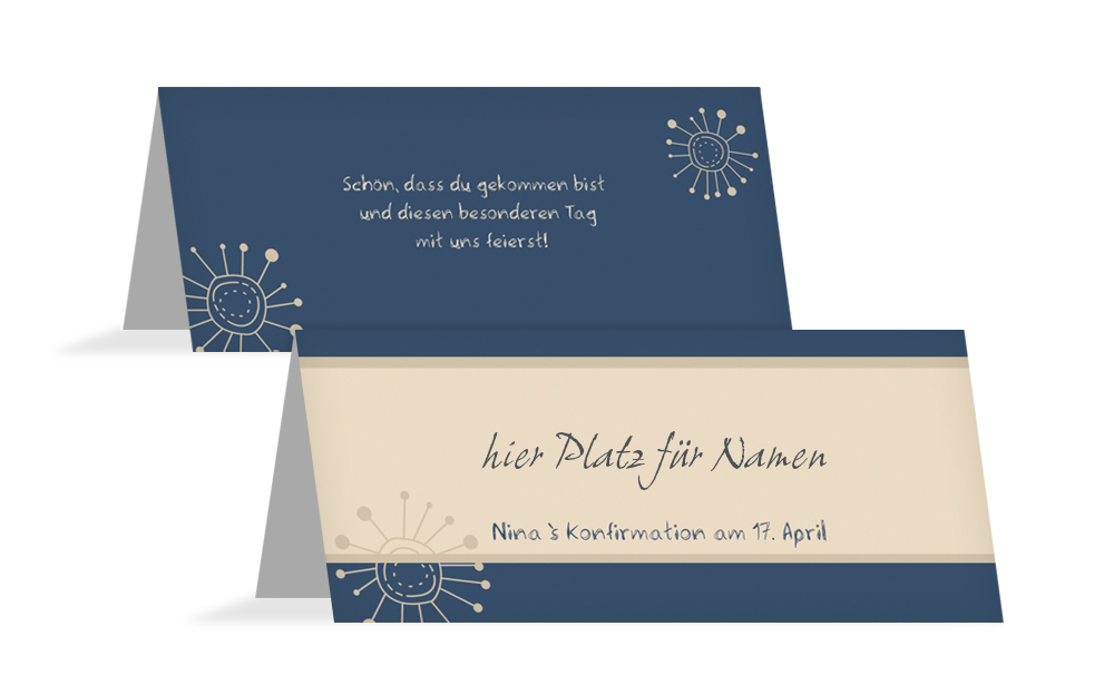 Tischkarte Konfirmation Blumen Tischkarte Konfirmation Blumen