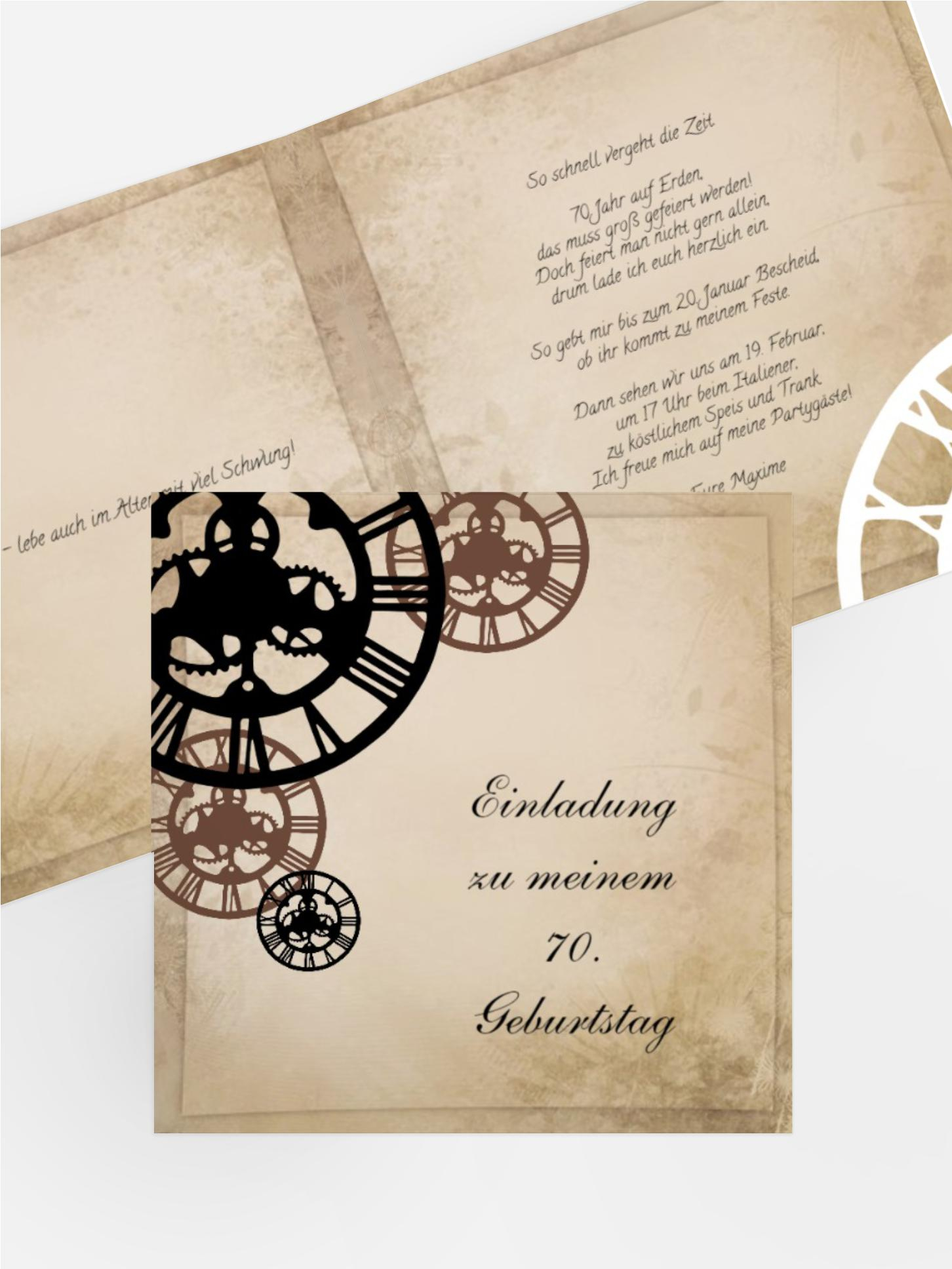 Einladung zum Geburtstag Schöne Zeit 70