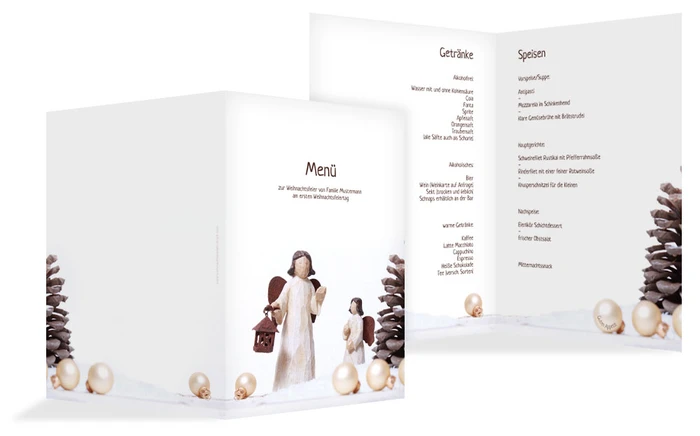 Weihnachtsmenükarte Weihnachtsengel