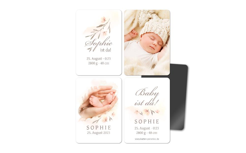 Fotomagnete zur Geburt Blumenästlein