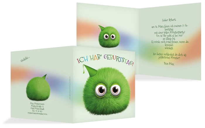 Geburtstagseinladung Flauschkugel