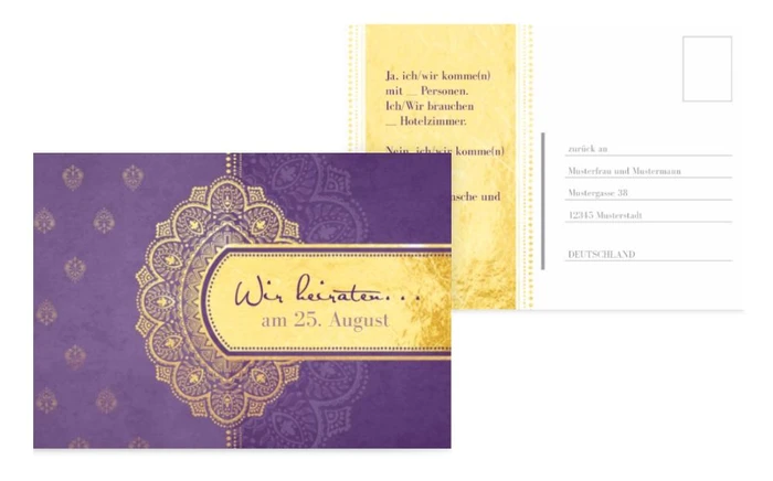 Antwortkarte zur Hochzeit Mumbai